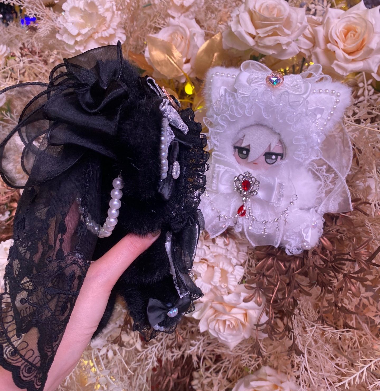 ぬい服 10cm おすわり ホワイトデー ウェディングドレス 白黒2着セット ぬい服 10cm ちびぐるみ おすわり ホワイトデー ウェディング