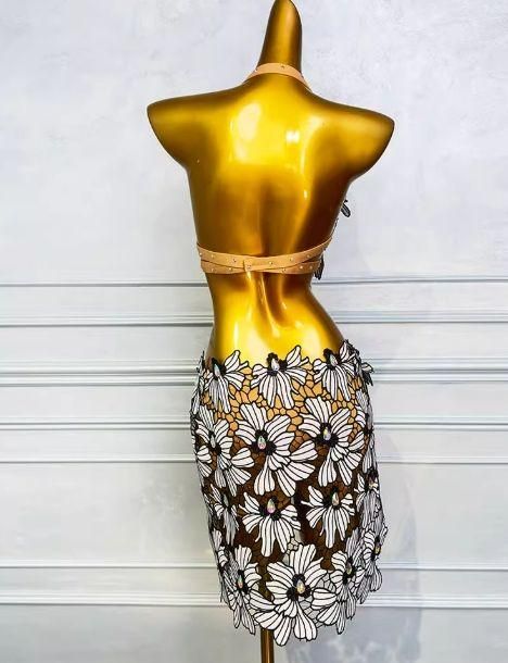 花柄ベリーダンスセットアップ 3点セット ブラ スカート オーダー