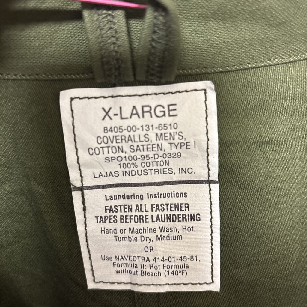 米軍 実物 95年納入 コットンサテン カバーオール TYPE1 S-2626 - メルカリ