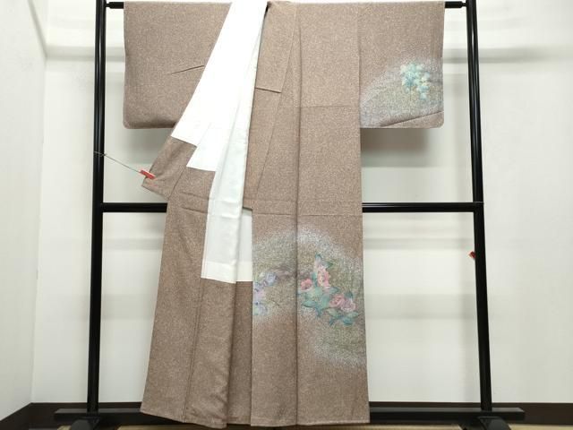 平和屋着物○北大路魯山人 訪問着 草花文 たたき染め 正絹 逸品 CAAY2978vf