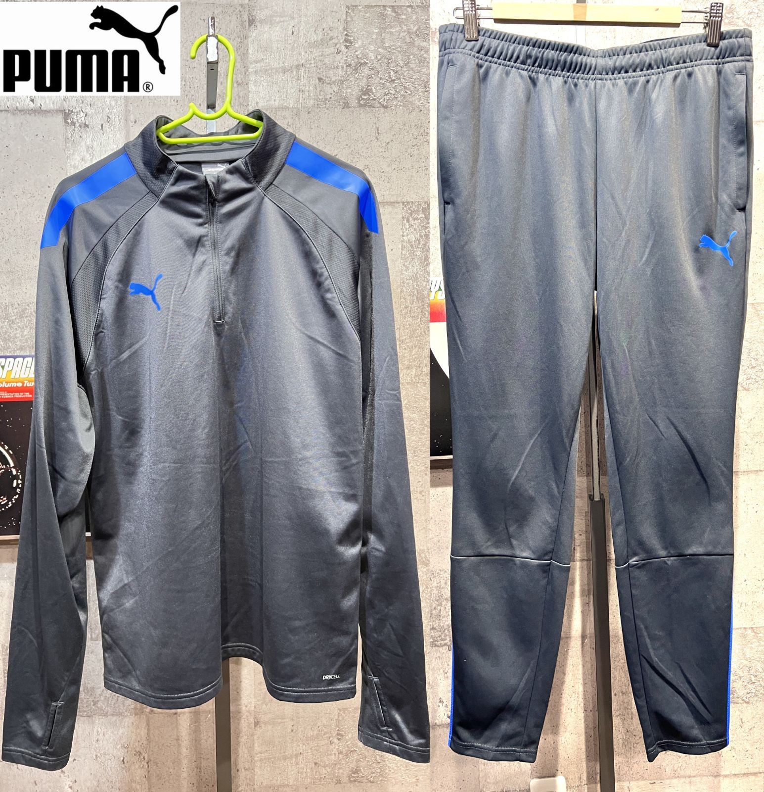 美品【PUMA プーマ】メンズ トレーニング ウェア 薄手 上下 半袖Tシャツ ハーフパンツ セット L ブラック 春夏　19-0203-66 美品PUMAプーマ メンズ 薄手ジャージ M パンツ ジャージパンツ