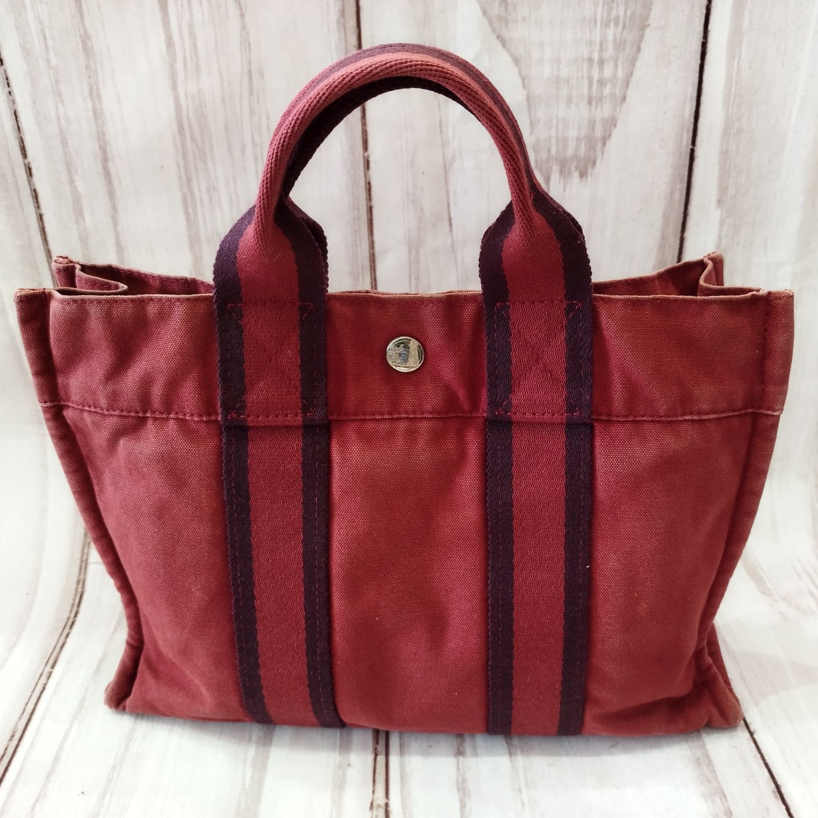 HERMES エルメス　フールトゥ　PM キャンバス　トートバッグ　エンジ　赤 エルメス フールトゥPM トートバッグ レッド キャンバス HERMES