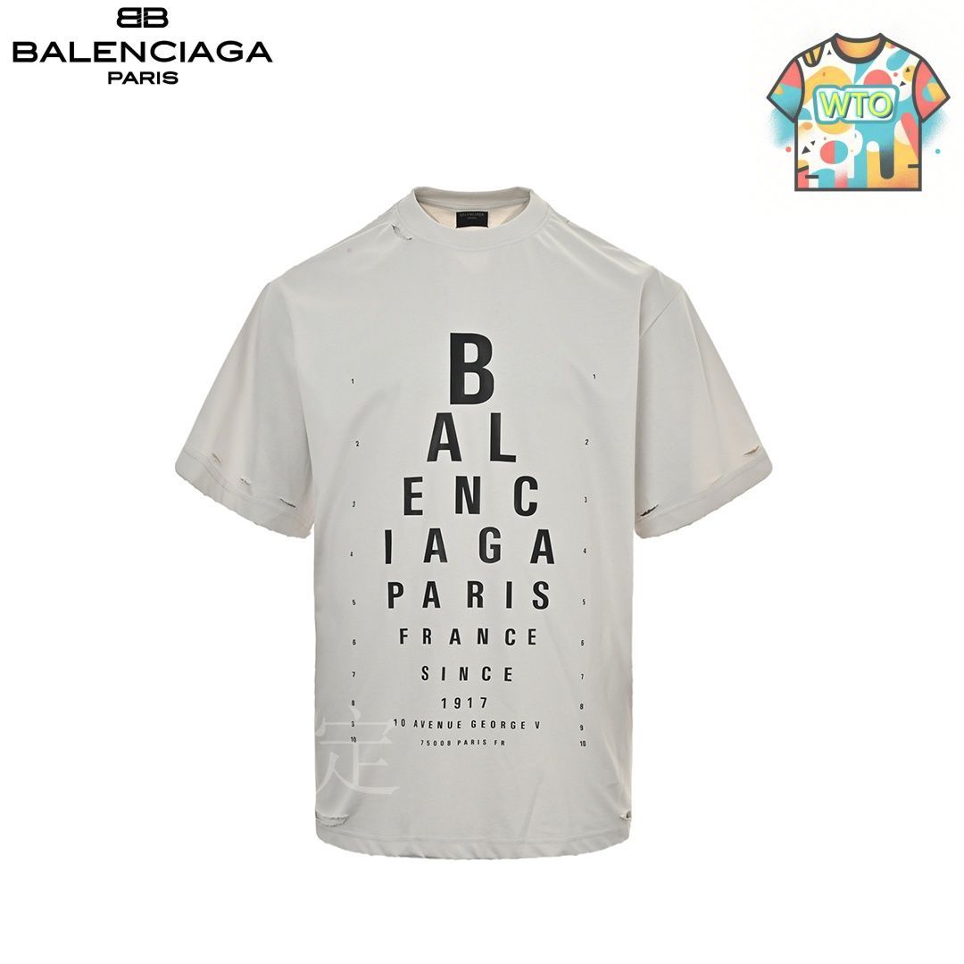 【BALENCIAGA】25SS ロゴ Tシャツ/関税送料込み 今日特価】Balenciaga 25ss 視力表 ナイフカット T シャツ-3