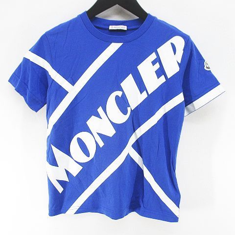 モンクレール MONCLER 20SS F10918C70610 MAGLIA T-SHIRT 半袖 Tシャツ カットソー 140 青系 ブルー ロゴ 文字 プリント ワッペン 刺繍