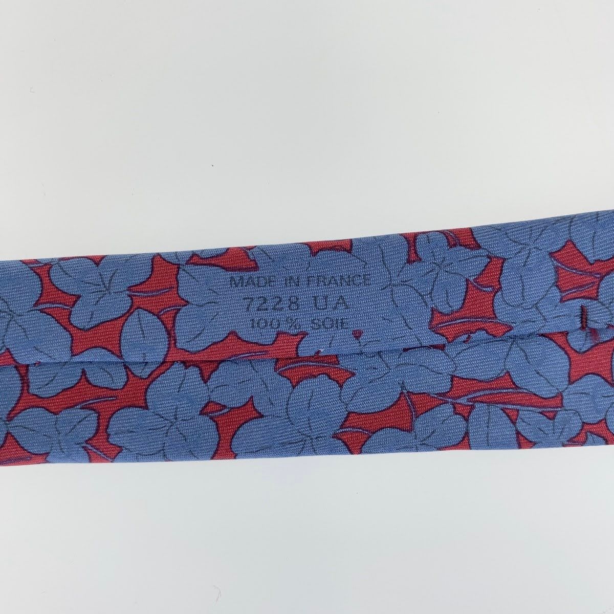 HERMES エルメス 総柄 ブルー ピンク シルク 剣先8.0cm ネクタイ メンズ 104763