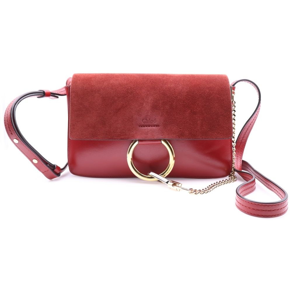 クロエ　Chloé 赤 レザーバッグ　鞄 Chloe (クロエ) チェーンショルダーバック レッド レザー
