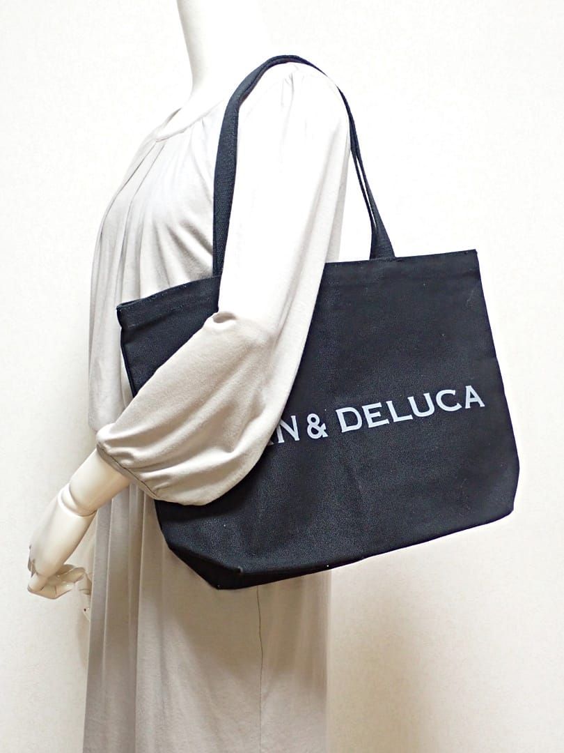 DEAN ＆ DELUCA ディーン&デルーカ トートバッグ コットンキャンバス ブラック 中古B+ 【送料無料】 A-8211