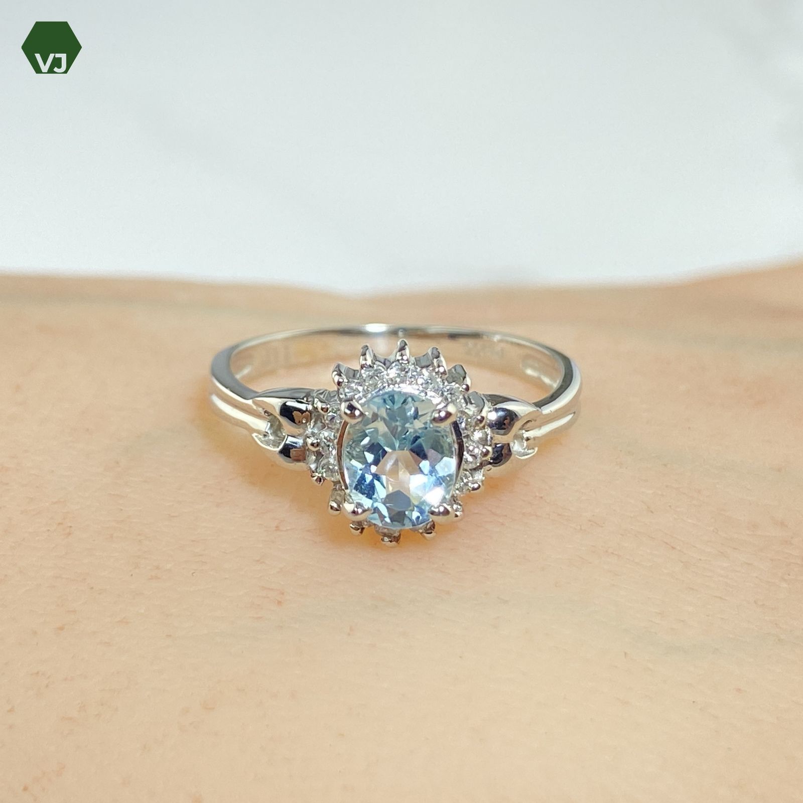 27-09】アクアマリン ダイヤモンド リング D0.11ct【中古】【PT900  