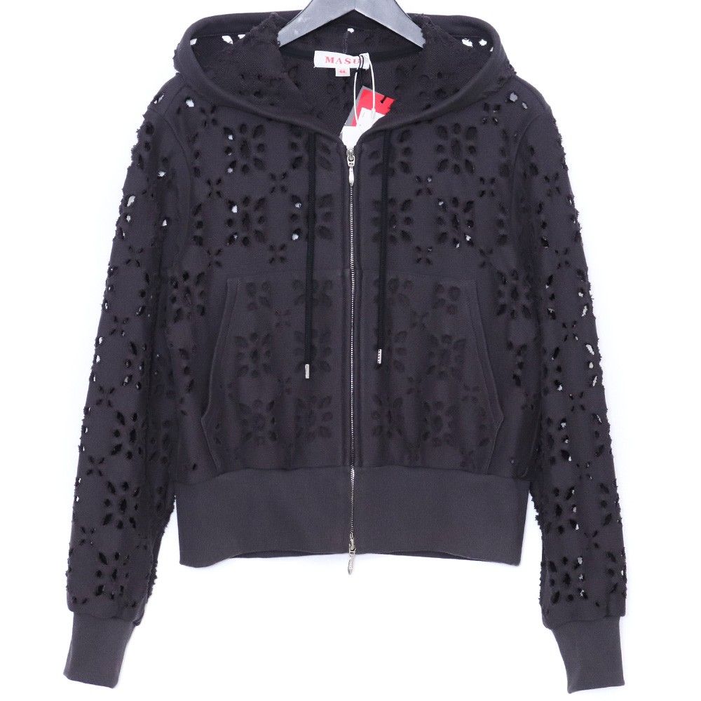 MASU Flower Hole Zip-Up Sweat Parka サイズ44 ブラック MPFW-CS0324 