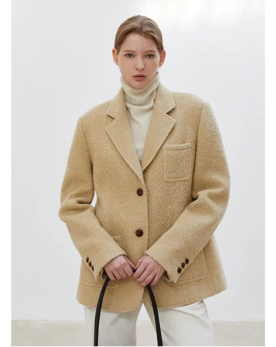 FEKETE ノーカラーウールシャギージャケット FEKETE（フェケテ）の「NO COLLAR WOOL SHAGGY JACKET / ノーカラー