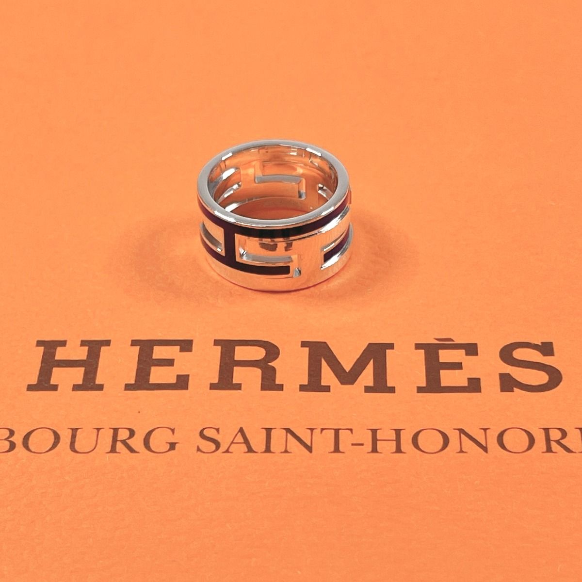 HERMES ムーブアッシュ オレンジ シルバーリング47 8号