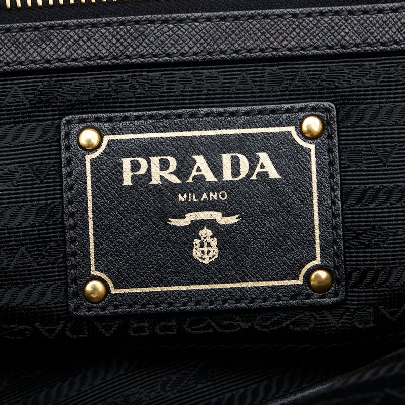 プラダ ゴールド金具 ブラック レザー ナイロン レディース PRADA【1