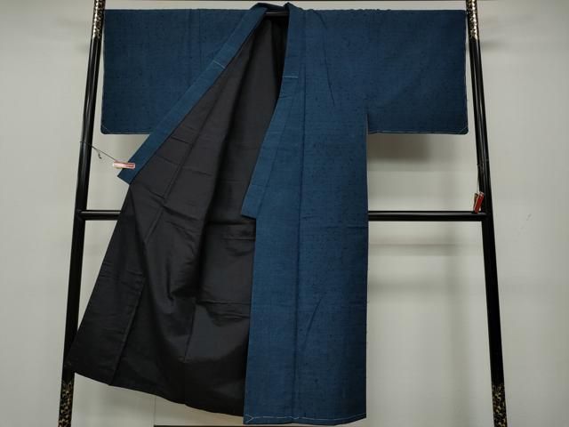 平和屋着物○男性 髭紬 アンサンブル 青藍色 正絹 逸品 未使用 CAAX4537ut 