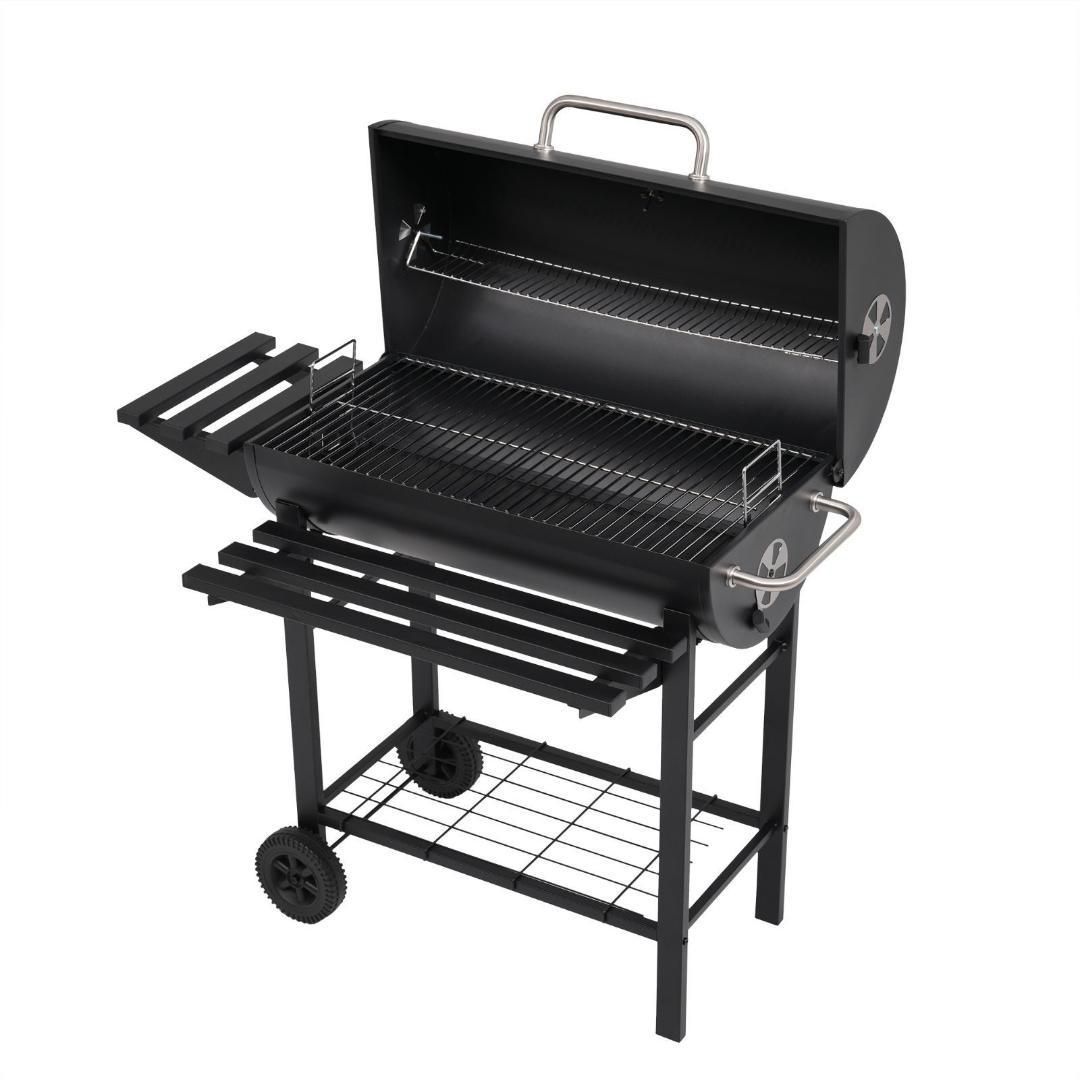 バーベキューコンロ　グリル　温度計付き　美品 バーベキューコンロ 焼き網 温度計 サイドテーブル 8-12人用