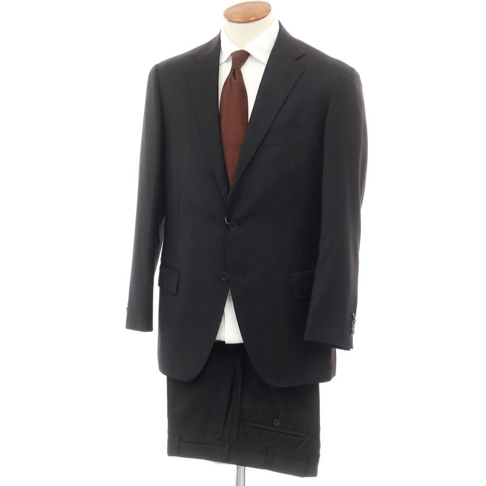 【中古】イセタンメンズ ISETAN MENS SUPER 120'S ウール 3つボタンスーツ ブラック【サイズ94AB4】【メンズ】