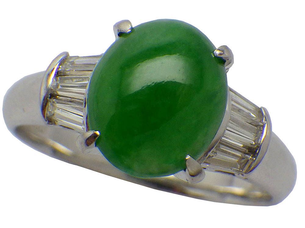 翡翠 ダイヤモンドリング Pt900 4.92g 11号 ソーティング付き Jewelry Jade1.809ct Dia0.31ct Ring