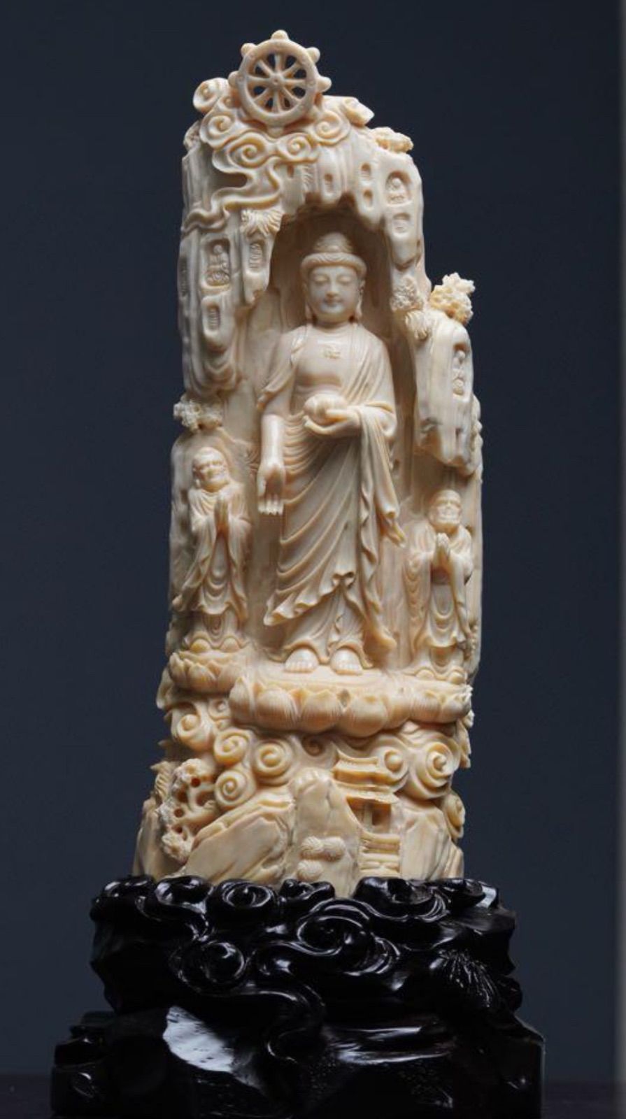 天然マンモス牙美しい手作り彫刻百財集まり置物