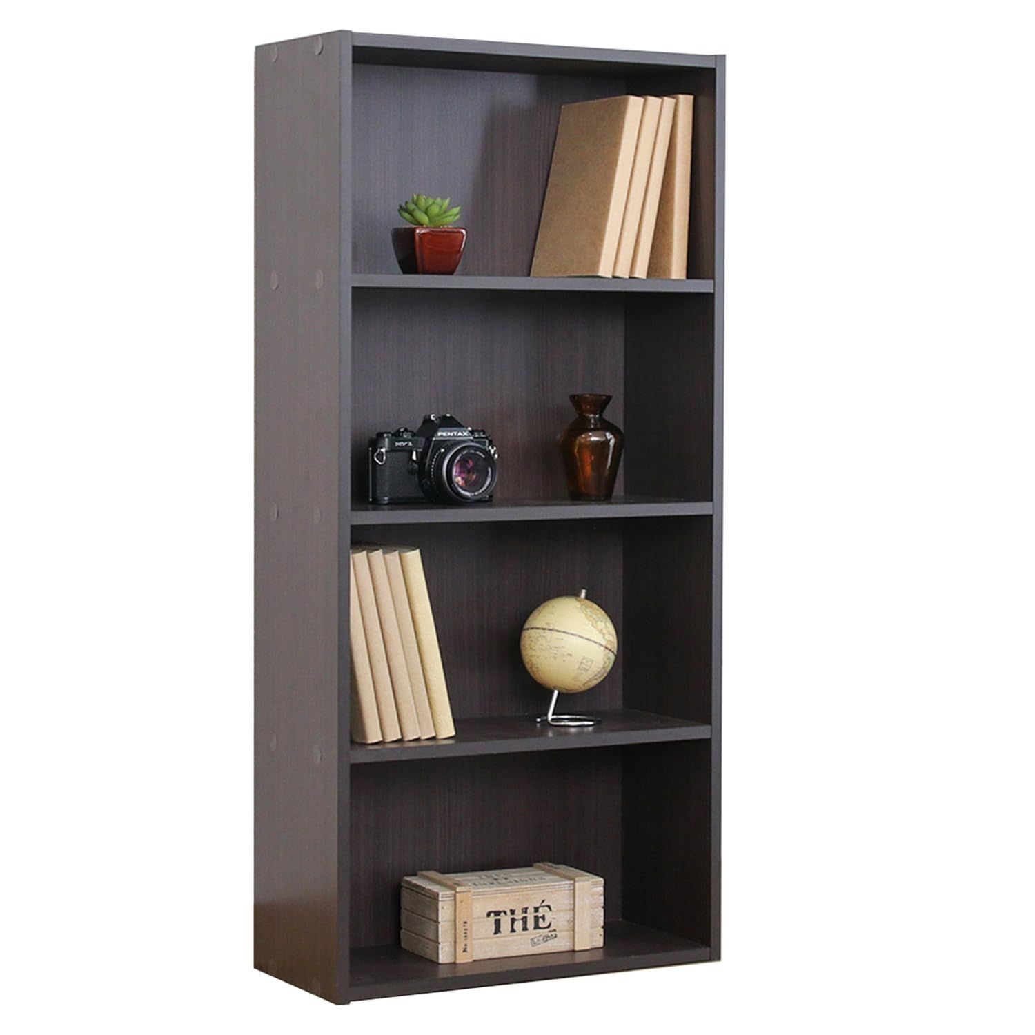 クラシックデザイン本棚 ダークブラウン 4段 Amazon.co.jp : オープンラック4段 フリーラック4段 本棚