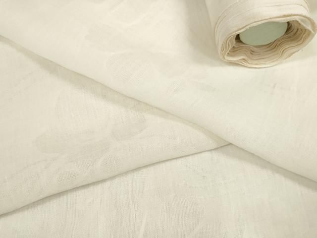 平和屋着物＊夏物 長襦袢 反物 着尺 芝花紋紗 生成り色 綿麻 ♥ DAAW7922zzz