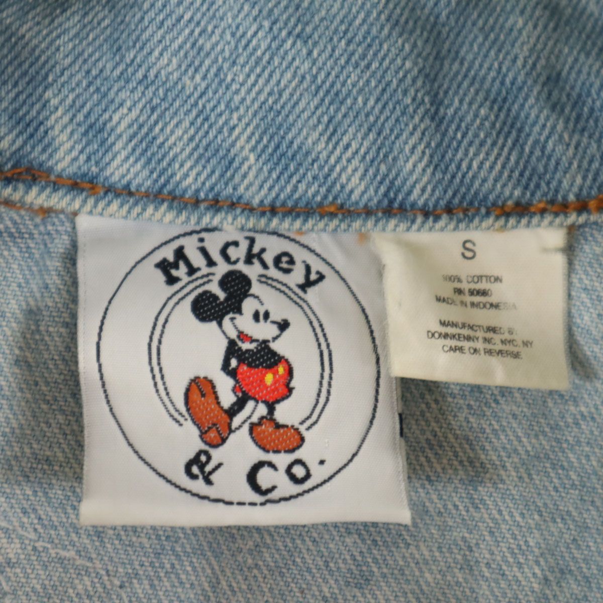 古着 mickey &amp; co. ミッキーアンドコー 90s オールド ミッキマウス デニムジャケット S ウォッシュブルー ジージャン トラッカー レディース 古着 mickey & co. ミッキーアンドコー 90s オールド ミッキ