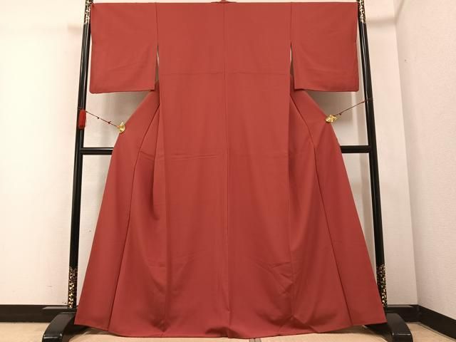 平和屋着物 上質な色無地 紅華色 正絹 AABB3671ph