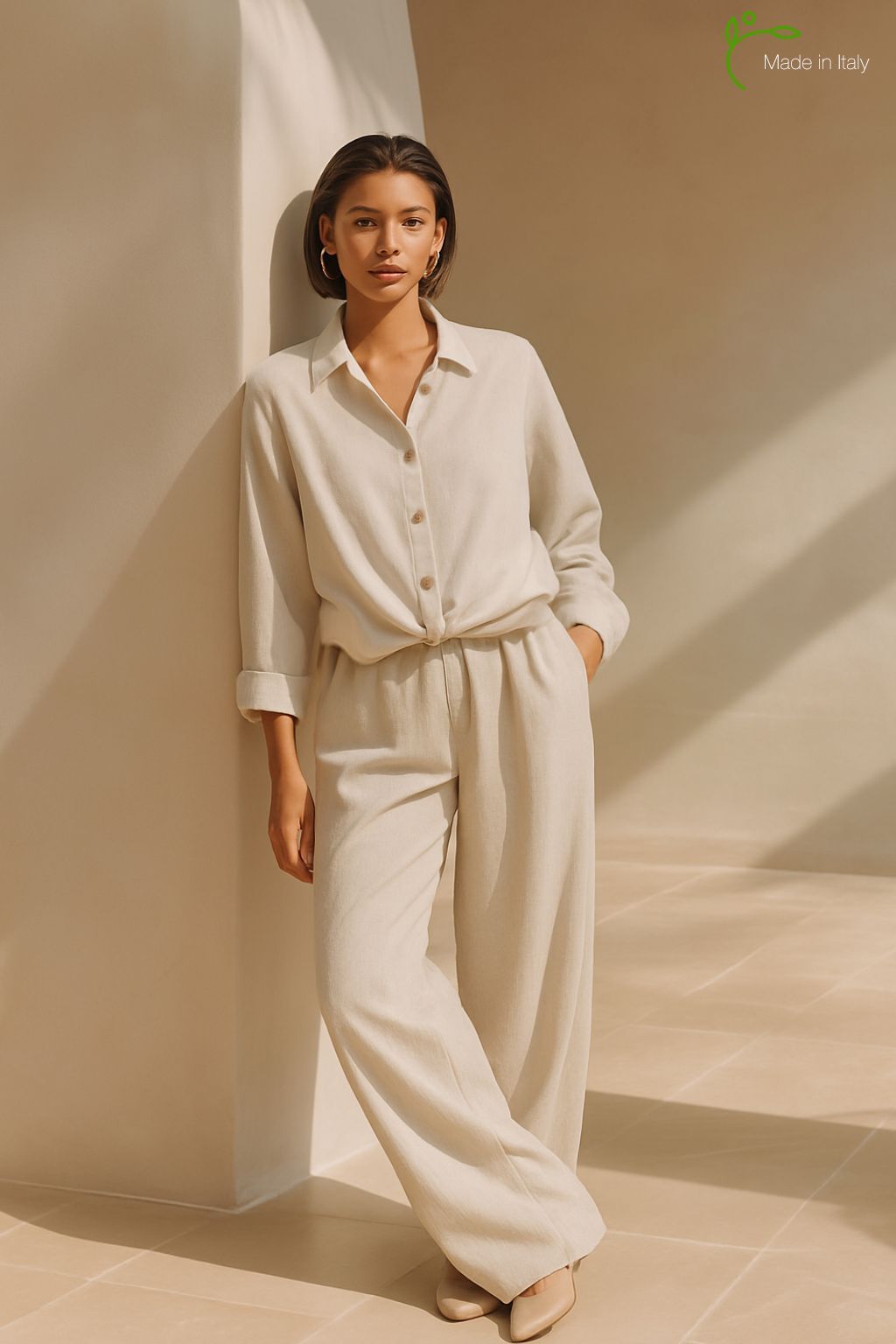 dt061|S-M|M-L|選択可|ミラノの新ブランド ミアイア |25-26秋冬|可憐な大人女性|イタリア製ウールブラウス|メランジベージュ|ブルネロクチネリなどお好きな方も
