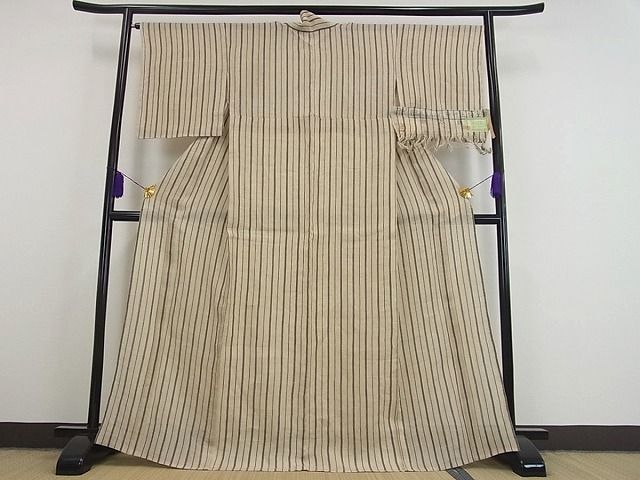 平和屋本店■極上　夏物　越後上布　林宗平　間道　証紙付き　逸品　未使用s8633 平和屋本店□極上 夏物 越後上布 林宗平 間道 証紙付き 逸品 未使用