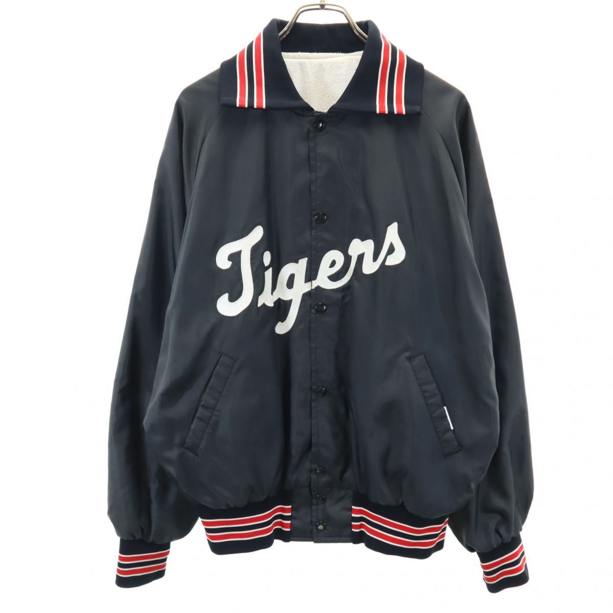 オールド 80s 90s USA製 Tigers ナイロンジャケット ブラック系 OLD 