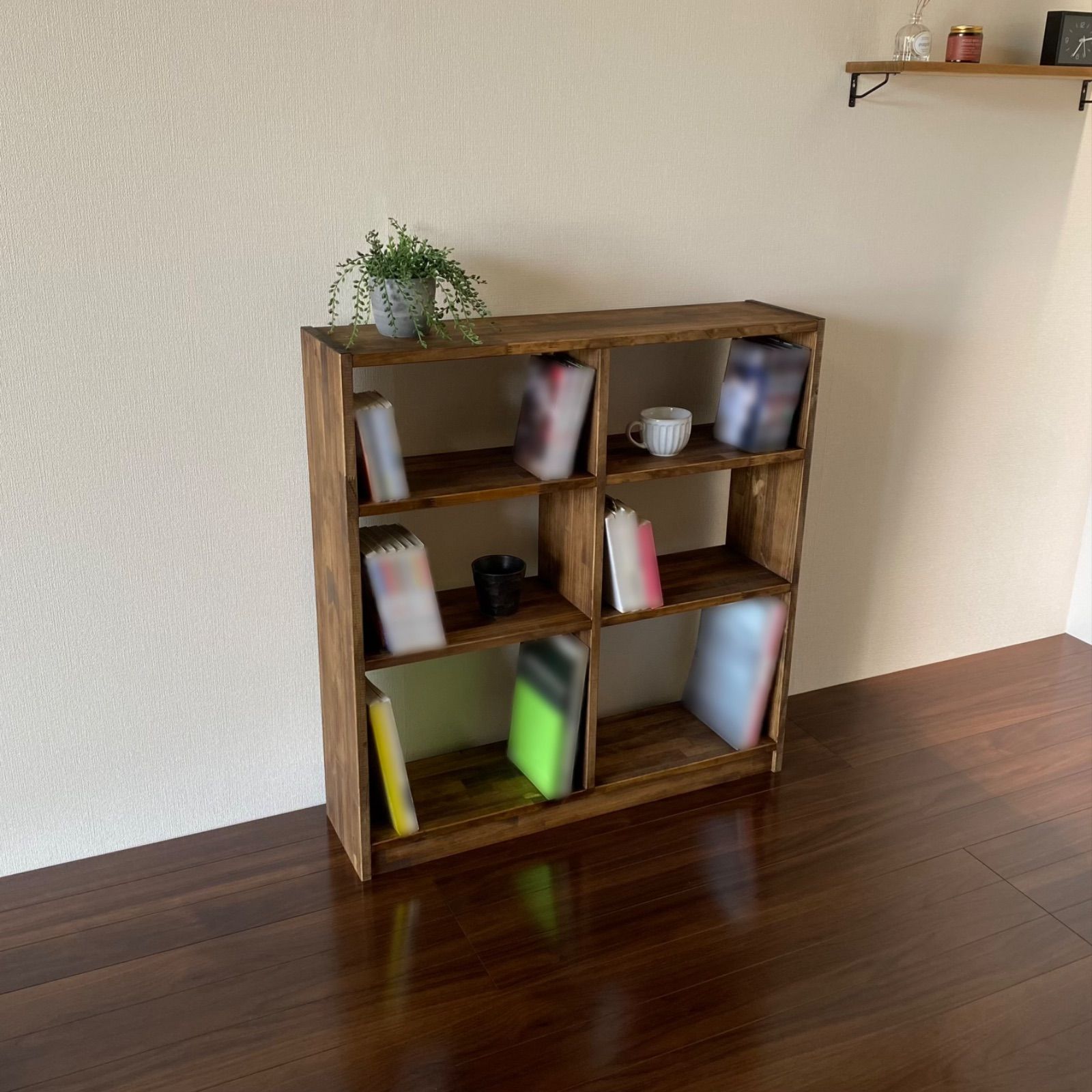 木製 3段ワイドシェルフ(黒壇色) オープンラック シェルフラック 木製