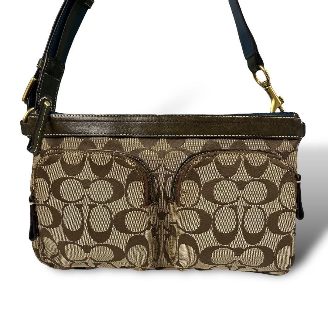 良品 4232 COACH コーチ ミニショルダーバッグ キャンバスシグネチャー 