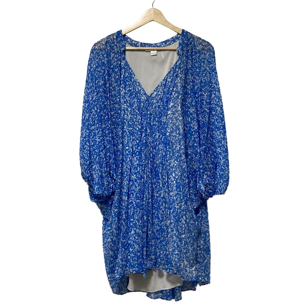 ダイアン フォン ファステンバーグ チュニック サイズ4 S レディース - ブルー×白 Vネック|七分袖|シルク