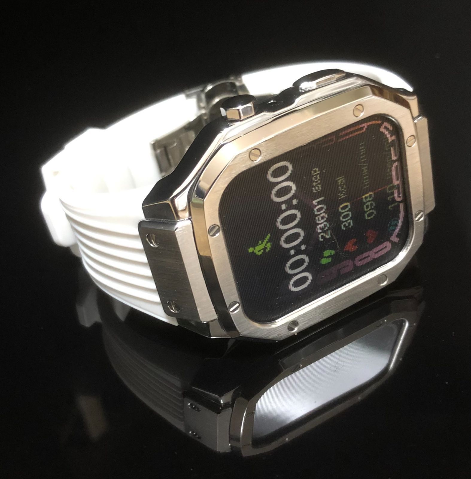 GimelZayin sh☆アップルウォッチ ラバーベルト ステンレス カバー 