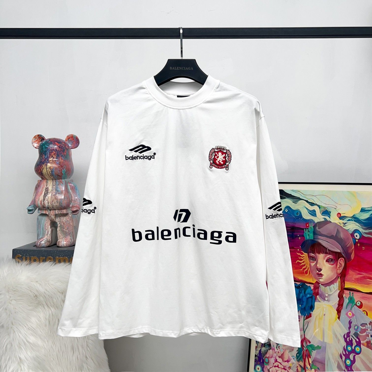 BALENCIAGA × マンチェスターユナイテッド コラボ ロングスリーブ Tシャツ 10番刺繍 ホワイト|ブラック XS-L | ♥品