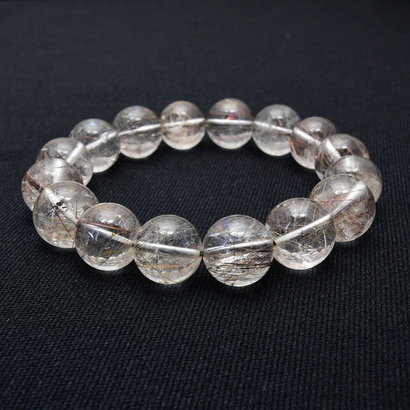 インクルージョンが個性を惹き立てる 13mm シルバールチルクォーツブレスレット 艶感 GHB54 浄化 ビジネス運 精神の安定 チャンスを見 める 仕事運 安定した収入 お守り 高品質 贈り物 京海堂 天然石の卸 京の蔵