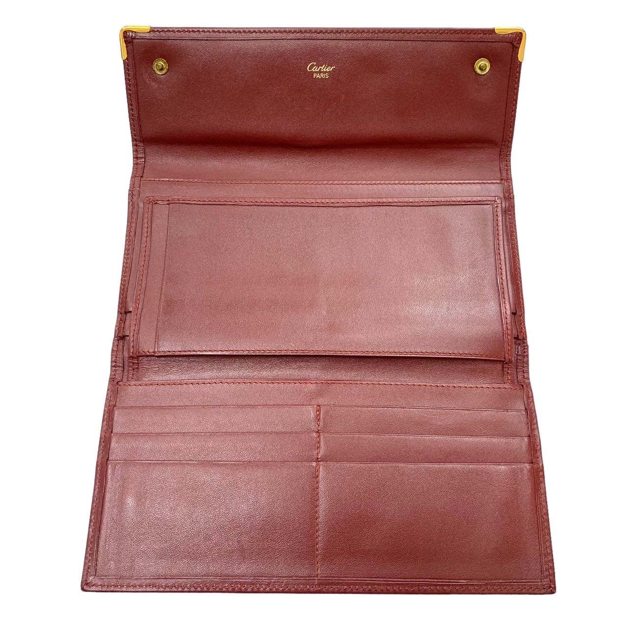 美品⭐️ Cartier カルティエ】 三つ折り長財布 ボルドーカラー 