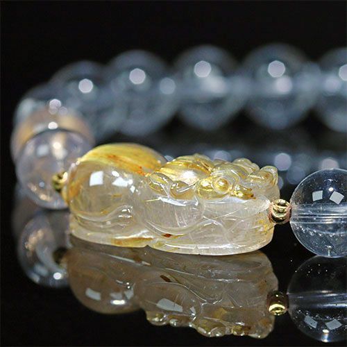 K2008-7〕ルチルクォーツ＆水晶 貔貅 ヒキュウ ブレスレット - メルカリ