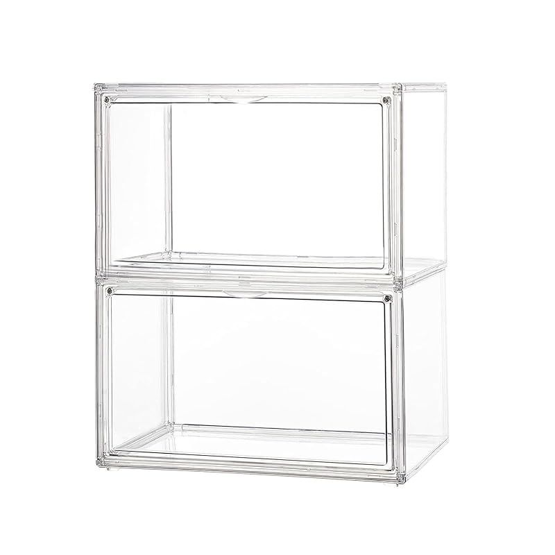 Heeloo フィギュアケース 4個セット 収納ケース 積み重ね式 コレクションケース アクリルケース 透明の収納ケース3つ マグネット式扉 前開き ショーケース フィギュア 4 36cm 幅 x27cm 奥行き ×22cm 高さ 1