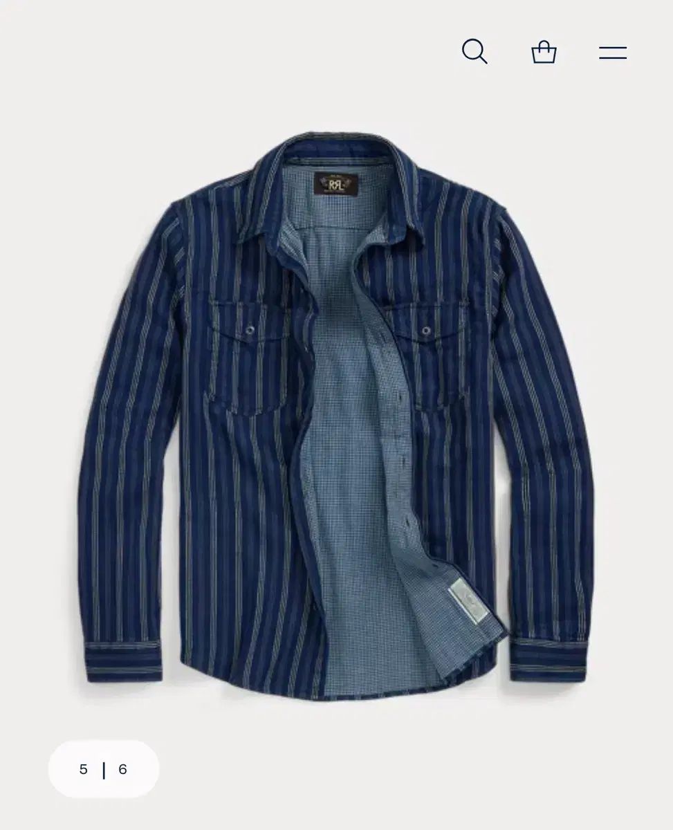 RRL ダブルアールエル インディゴブルー ストライプ ダブル フェイス ワークシャツ