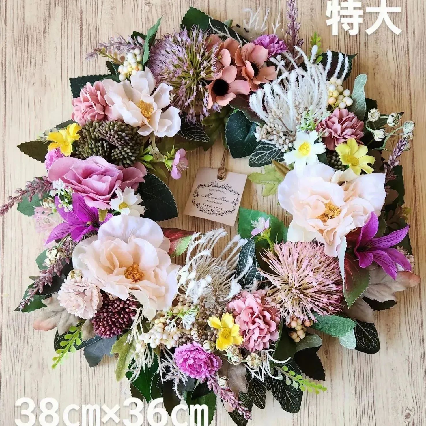 2日間限定タイムセール❗ 玄関リース 特大 春リース フラワーリース 