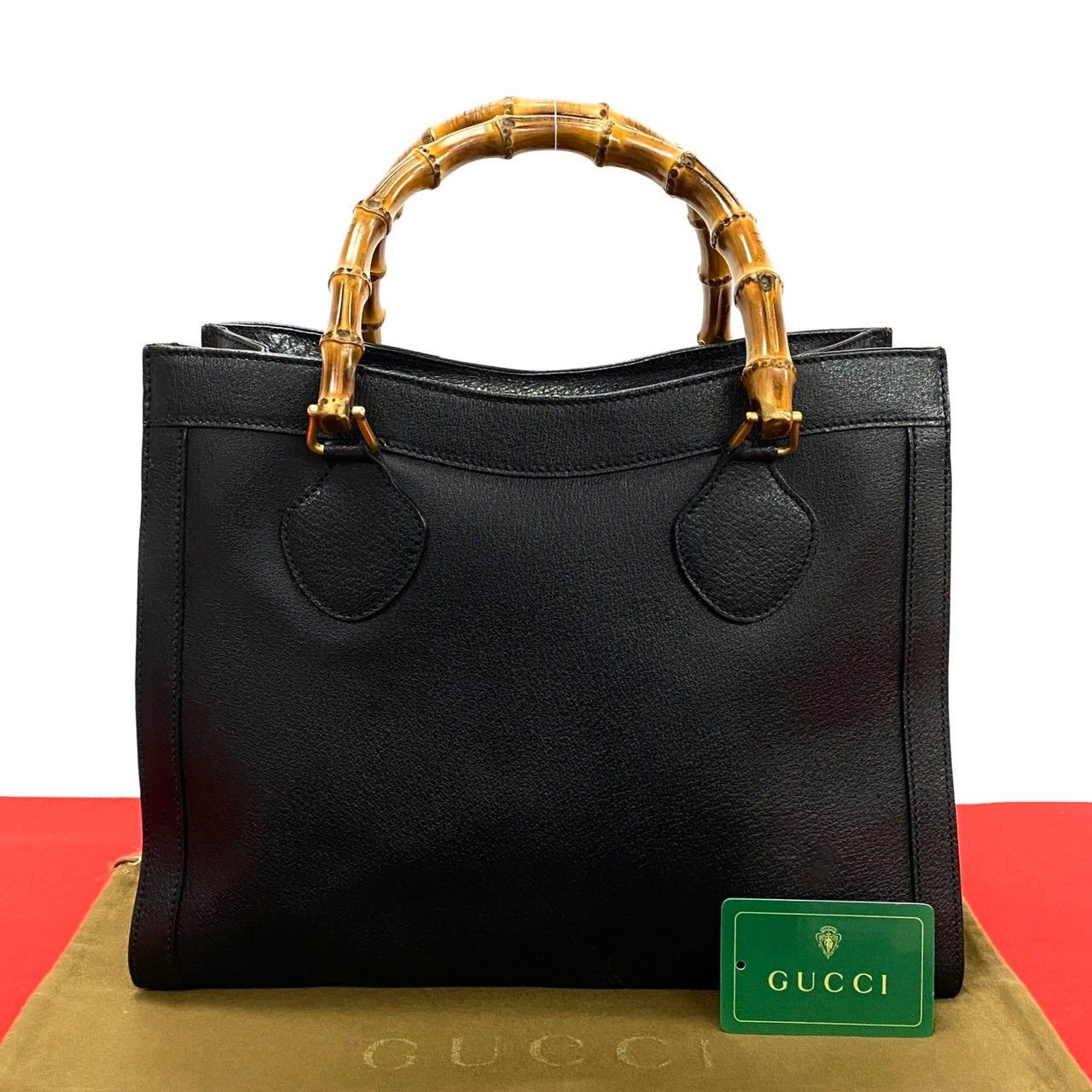 極 美品 GUCCI グッチ バンブー レザー 本革 Wホック 二つ折り