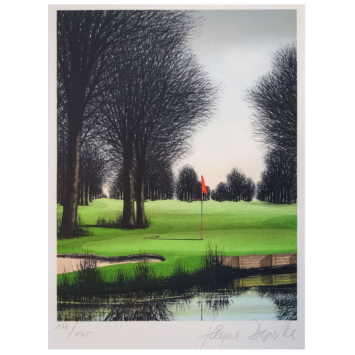 ジャックデペルトゴルフ場風景リトグラフ絵画美術品