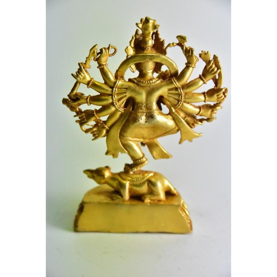 12手 ダンシングガネーシャ 歓喜天 銅製金箔鍍金 ネパールパタン製