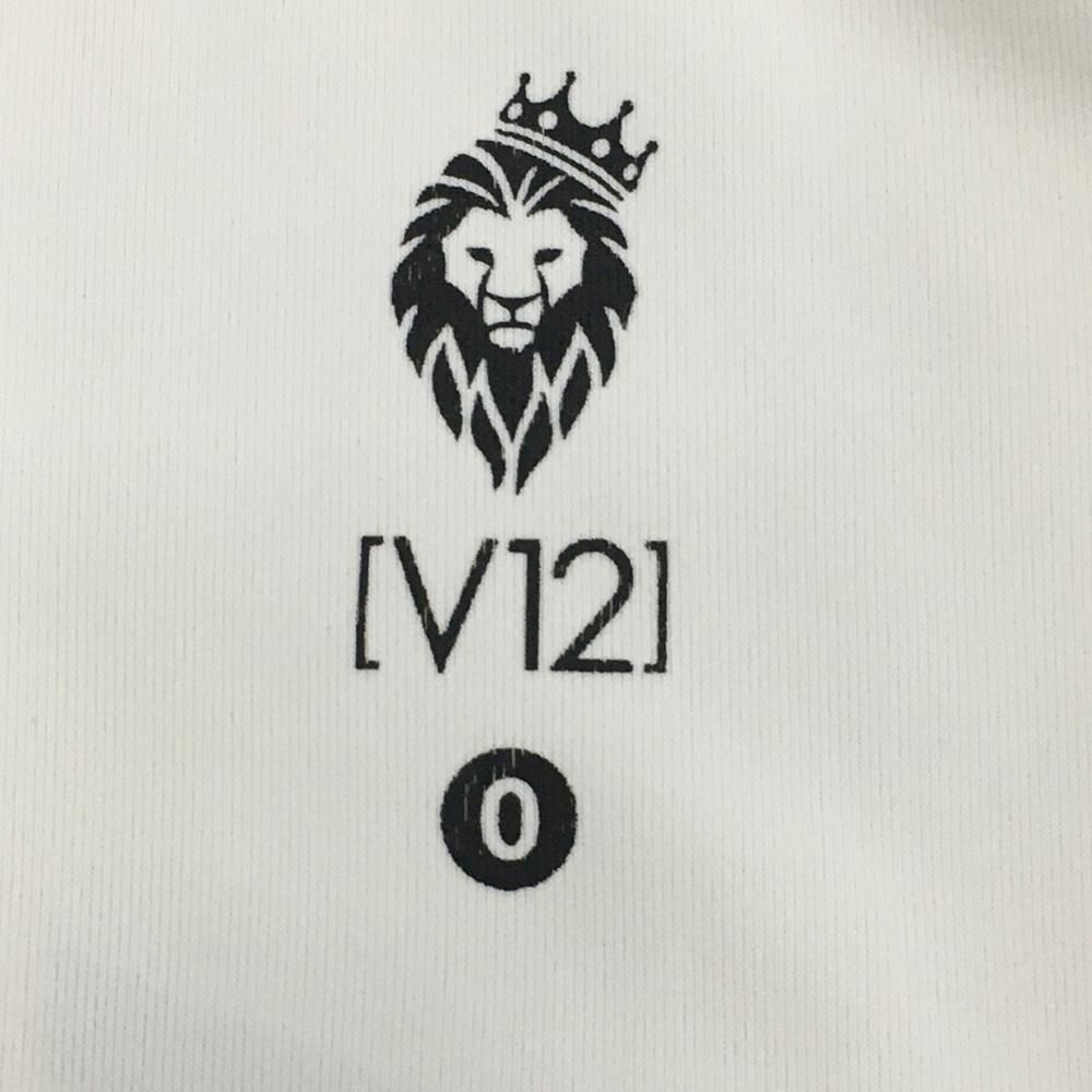 V12 - 【美品】V12 半袖ハイネックシャツ 白×黒 ハーフジップロゴ シリコンワッペン レディース 0(S) ゴルフウェア V12 美品】V12 半袖ハイネックシャツ 白×黒 ハーフジップロゴ