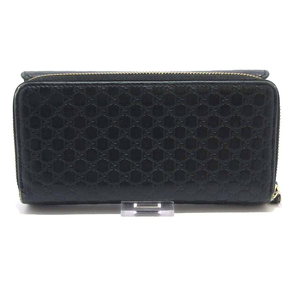 GUCCI グッチ 長財布 マイクログッチシマ 449364 黒 レザー