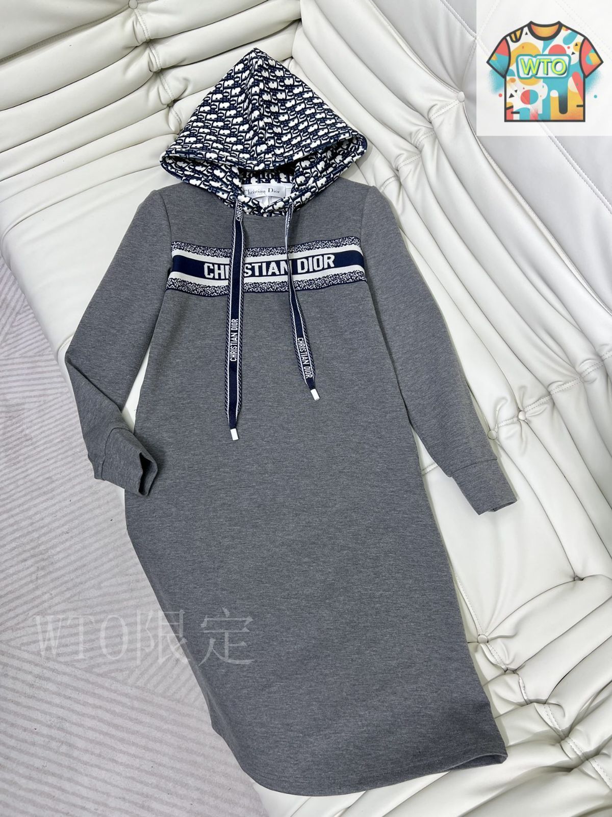 今日 Dior カジュアル百搭連帽スウェットワンピース-2