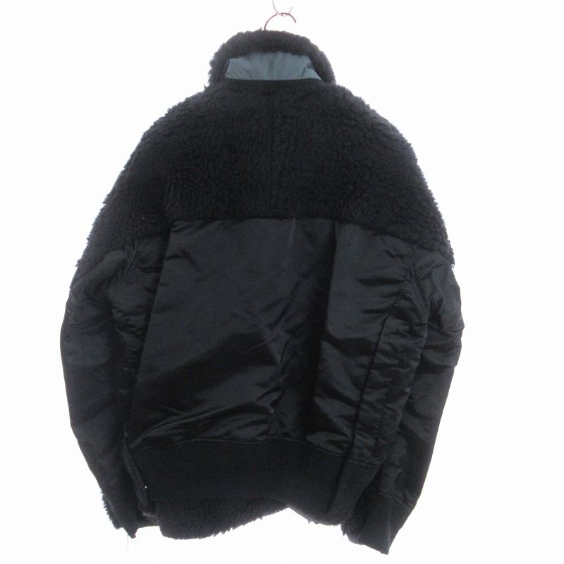 サカイ sacai タグ付き 22AW Faux Shearling Nylon Twill Blouson ブルゾン フリースジャケット ナイロン  切替 ジップアップ 22-02903M 黒 ブラック 2 ■SM3