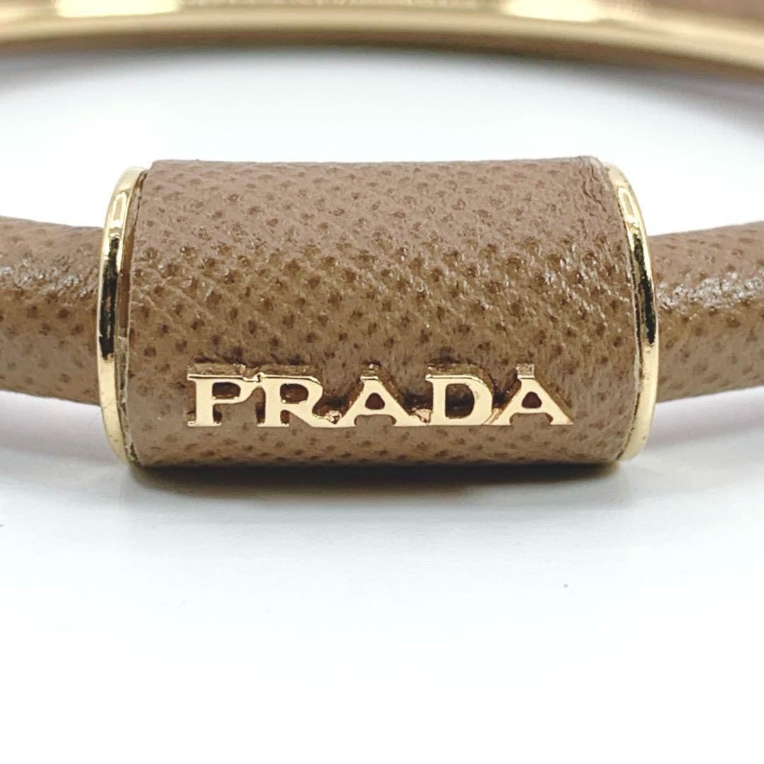 PRADA プラダ ブレスレット バングル ブラウン ベージュ ロゴ