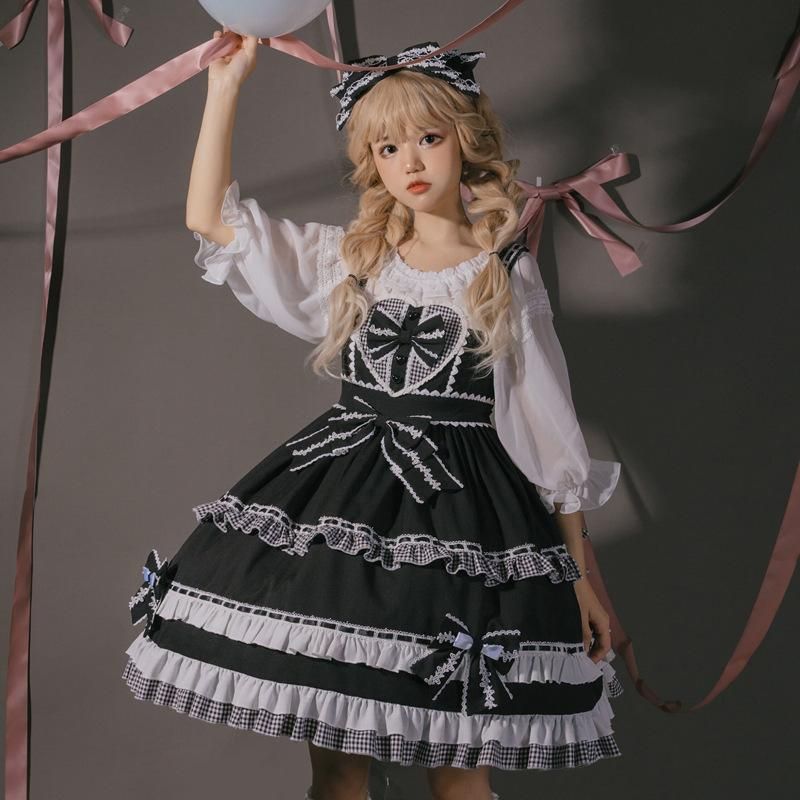 H1 PUTUMAYO うさ耳ワンピース　ピンク×チェック　ゴスロリ PUTUMAYO - H1 PUTUMAYO うさ耳ワンピース ピンク×チェック