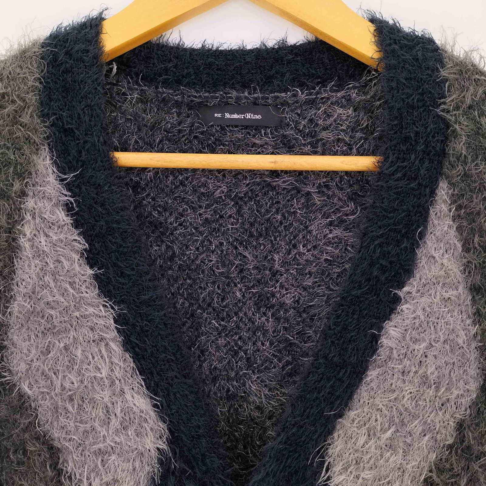 FEATHERY YARN ARGYLE JACQYARD CARDIGAN⭐︎ N NUMBER RE FEATHERY YARN ARGYLE JACQYARD KNIT CARDIGAN