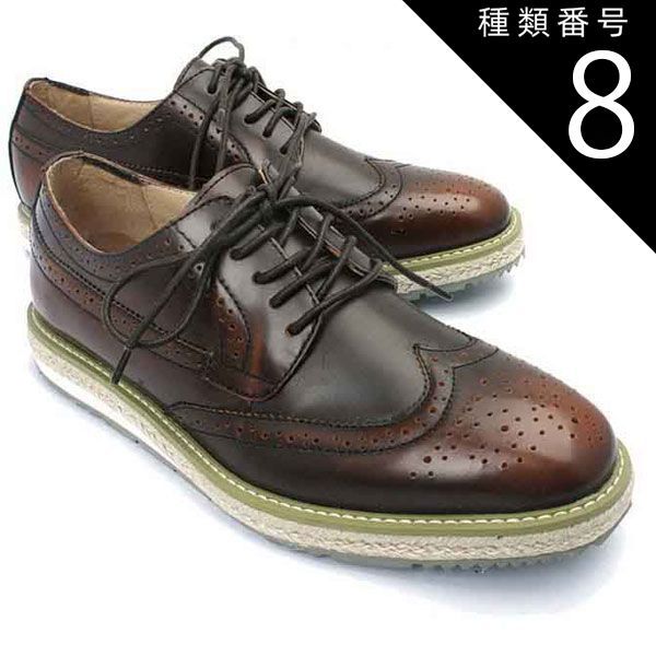 種類8：ブラウン/41(25.5cm) ウィングチップ メンズ 本革 メダリオン イタリアレザークリッパーブローグシューズ グラデーション Clipper Brogue Shoes ビンテージ仕上げ P1101 アウトレットセール